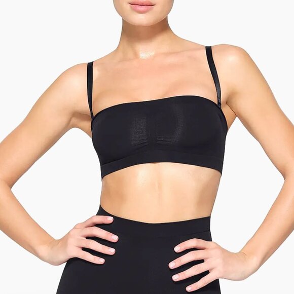 Skims Seamless Sculpt Bandeau Bra Top XS Black Strapless Removable Straps NWT - Picture 4 of 7